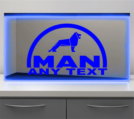 Any Text Man Bulkhead LED Mirror Light – Customisable RGB Display