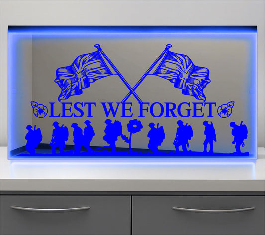 Lest we Forget with Flags Bulkhead LED Mirror Light – Customisable RGB Display