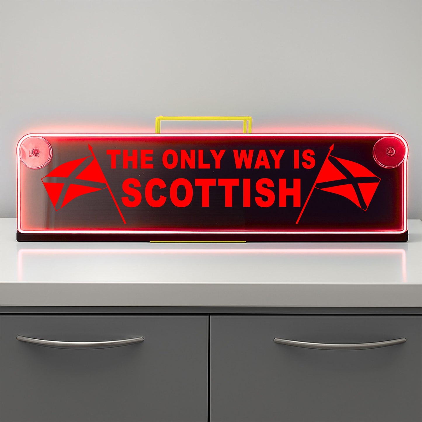 The Only Way Is Scottish Window LED Mirror Light – Customisable RGB Display