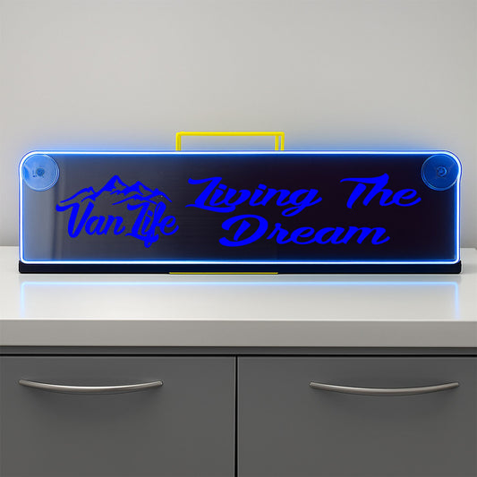 Van life Living the dream Window LED Mirror Light – Customisable RGB Display