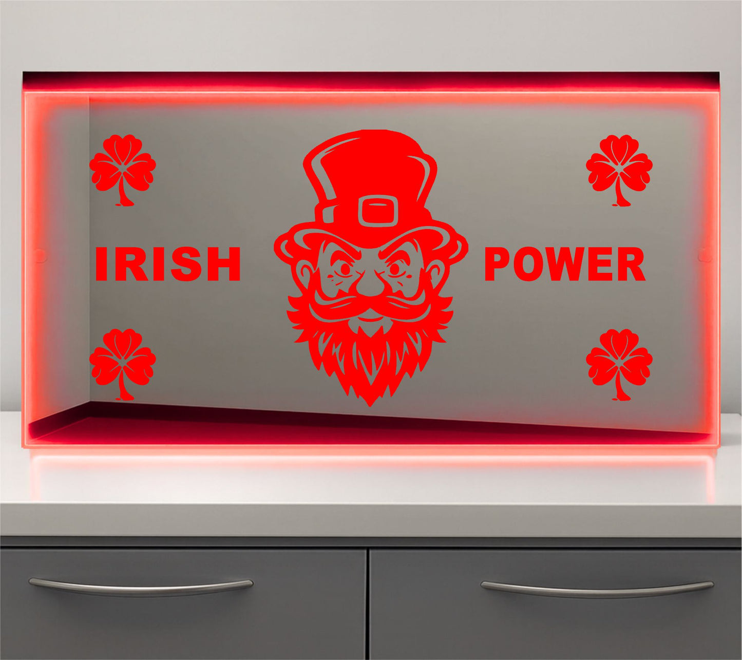 Irish Power Bulkhead LED Mirror Light – Customisable RGB Display