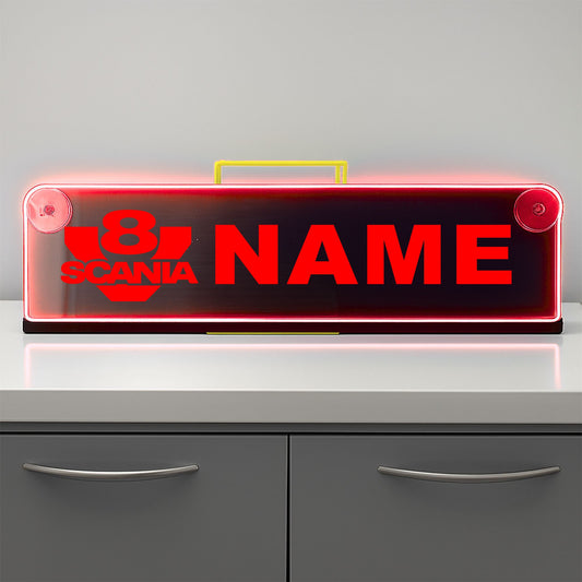 V8 any Text Window LED Mirror Light – Customisable RGB Display