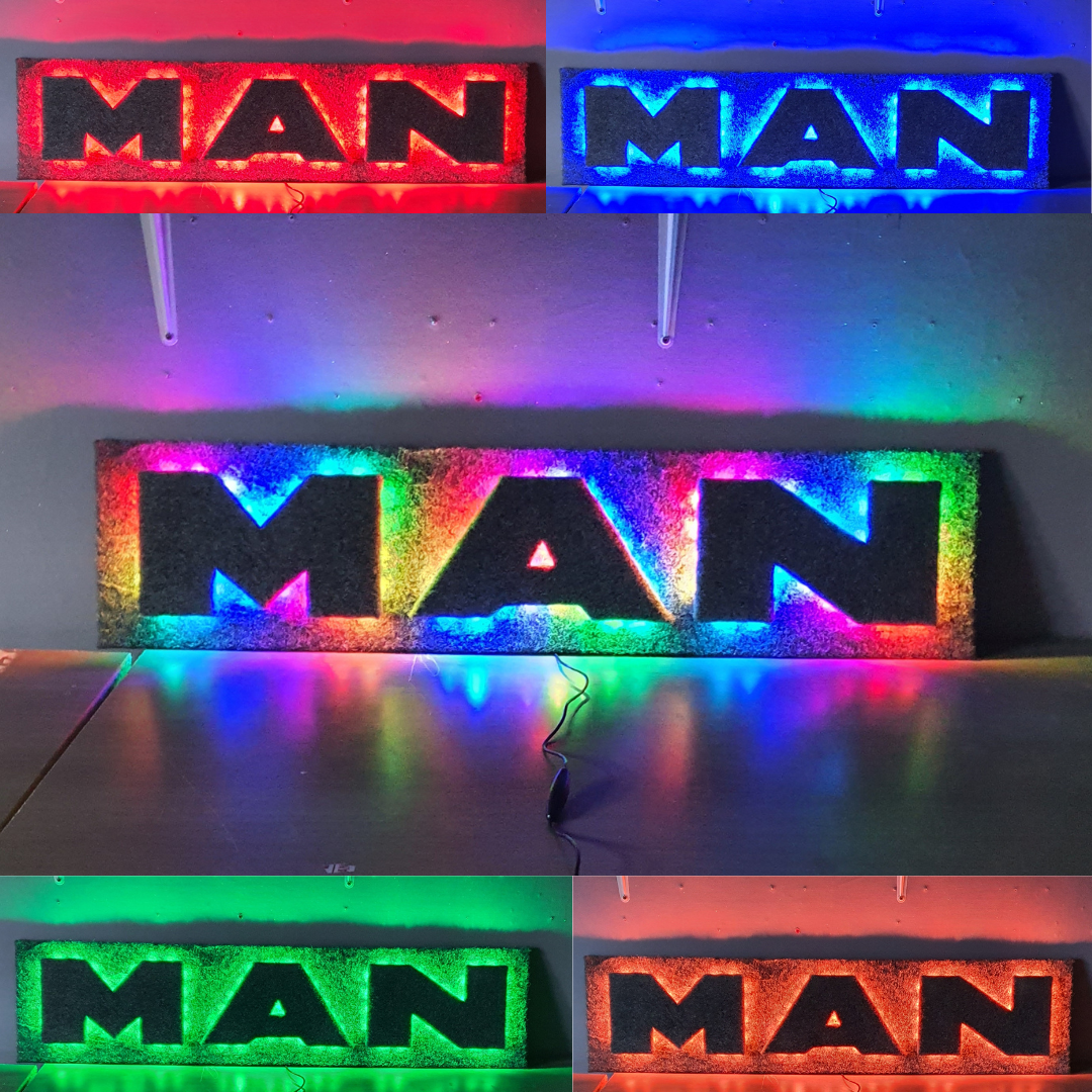 MAN 5v Led Bulkhead Sign RGB With Remote (Watch the video for more details)