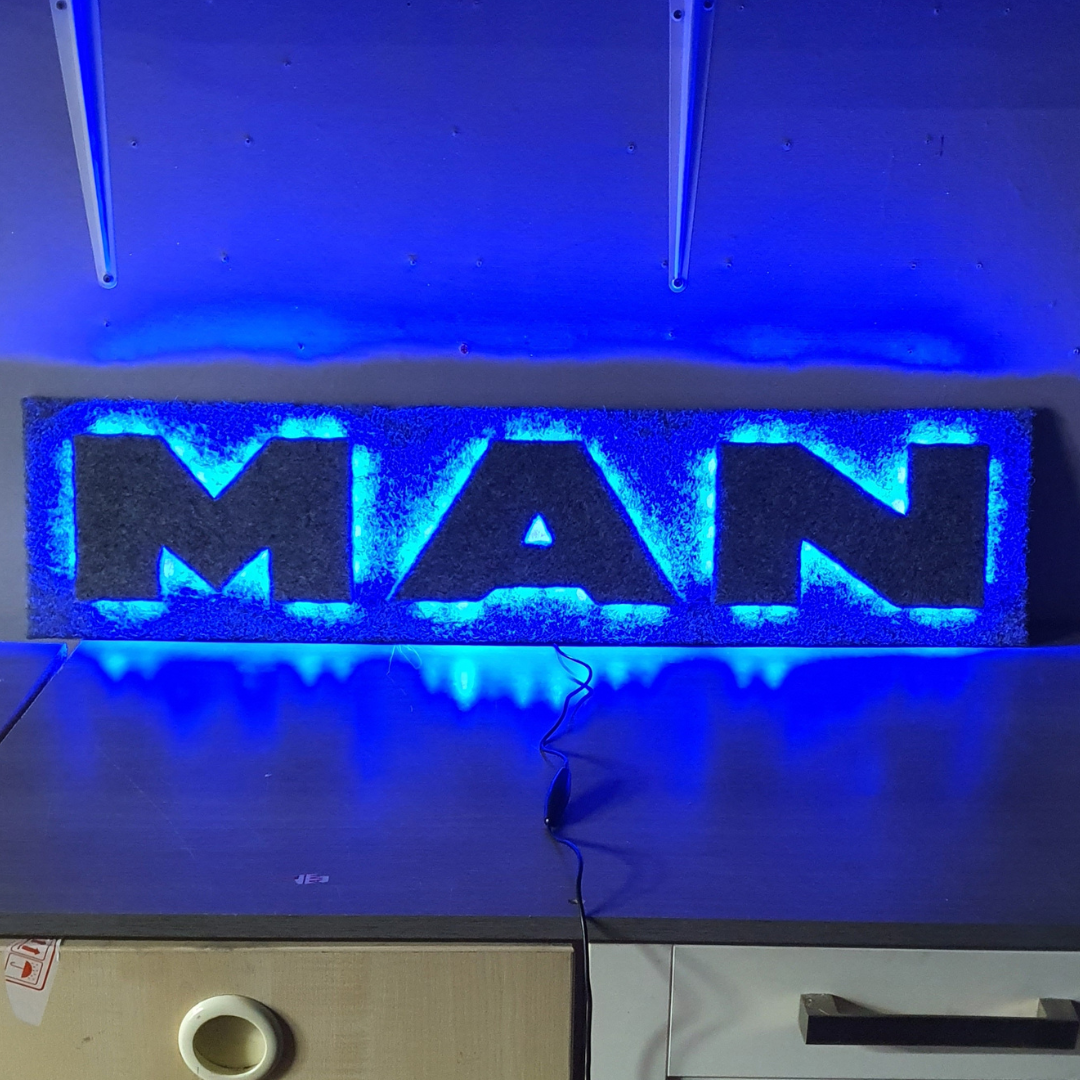 MAN 5v Led Bulkhead Sign RGB With Remote (Watch the video for more details)