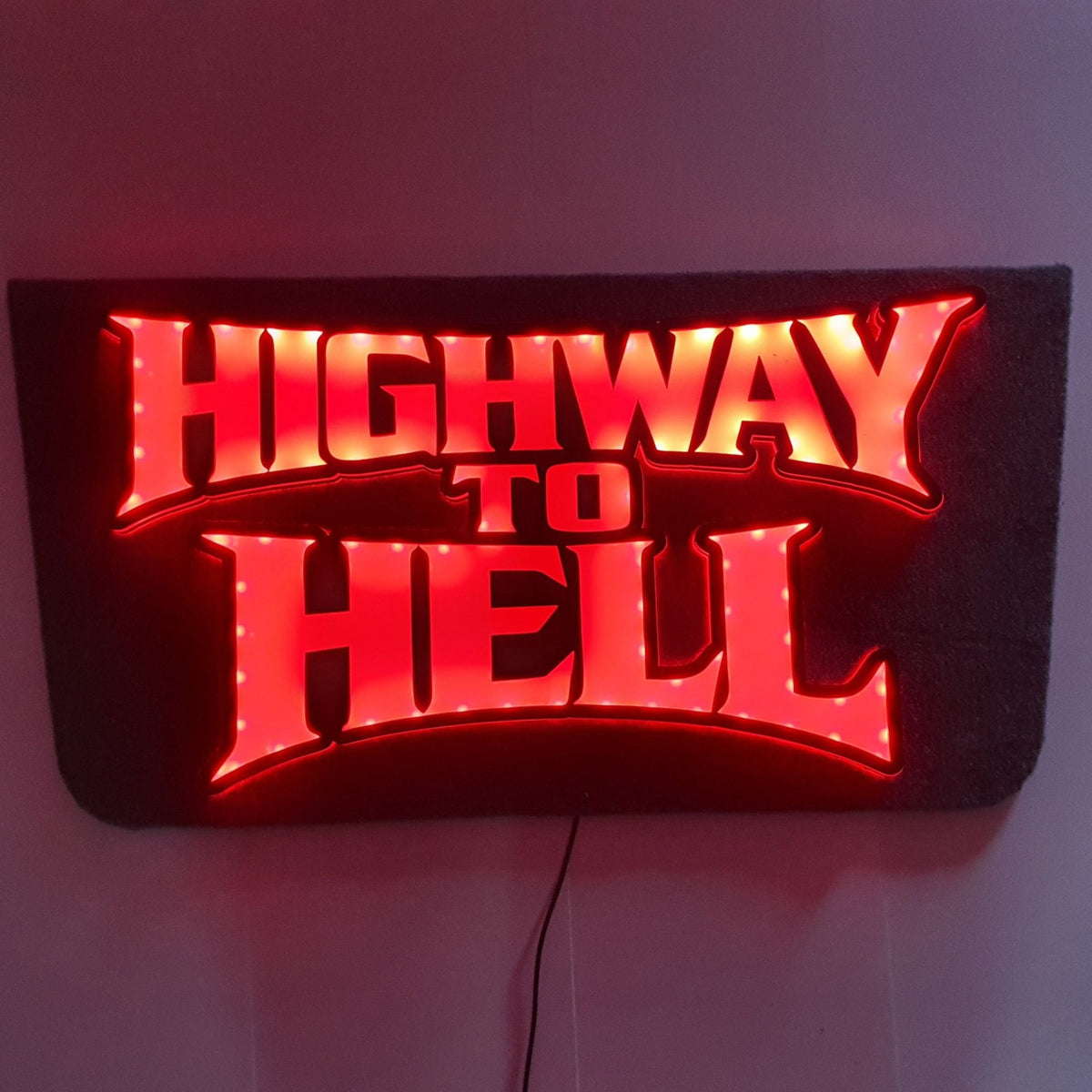HIGHWAY TO HELL 5v Led Bulkhead Mirrored Sign RGB With Remote