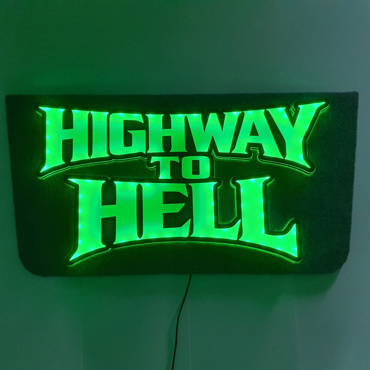 HIGHWAY TO HELL 5v Led Bulkhead Mirrored Sign RGB With Remote