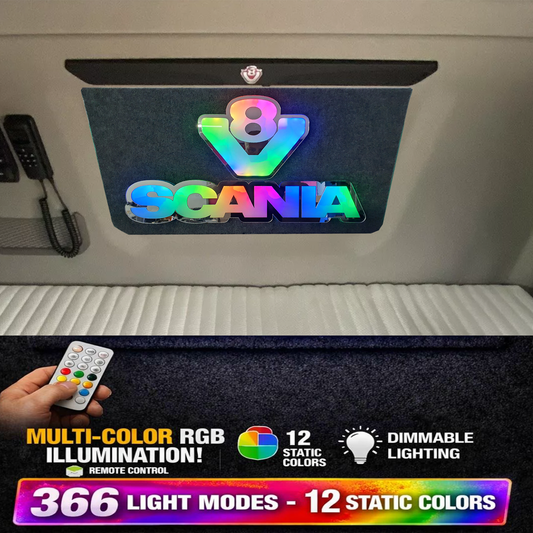 Scania V8 5v Led Bulkhead Mirrored Sign RGB With Remote