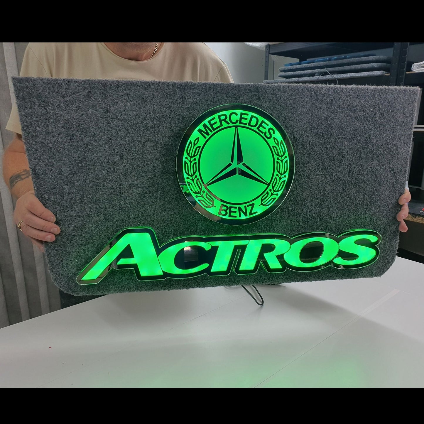 Mercedes Actros 5v Led Bulkhead Mirrored Sign RGB With Remote