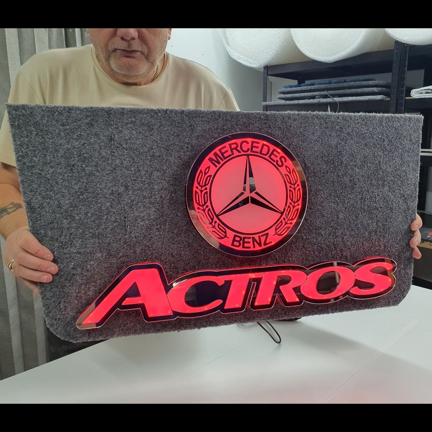 Mercedes Actros 5v Led Bulkhead Mirrored Sign RGB With Remote