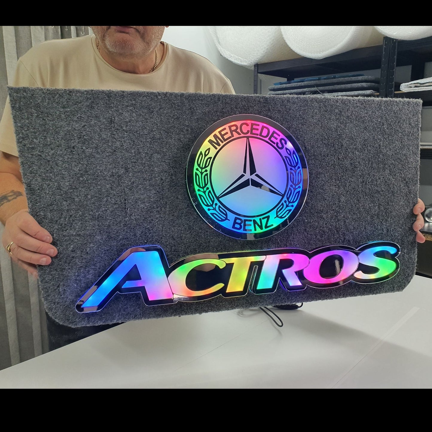Mercedes Actros 5v Led Bulkhead Mirrored Sign RGB With Remote