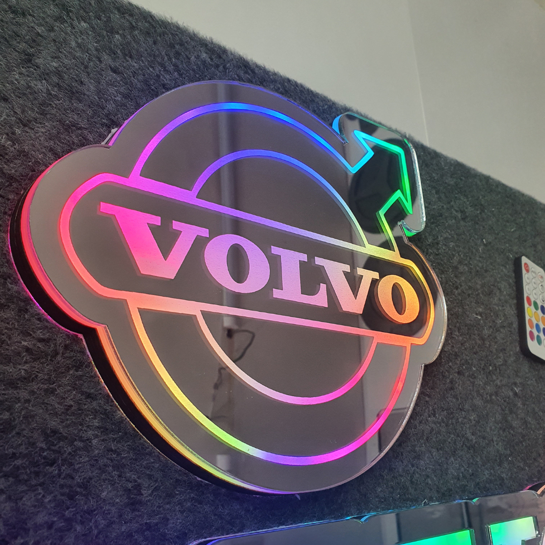 Volvo 5v Led Bulkhead Mirrored Sign RGB With Remote