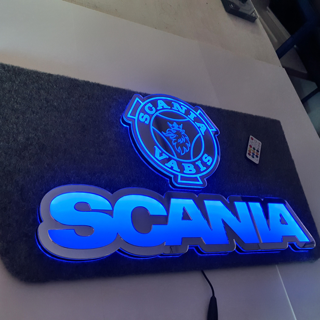 Scania 5v Led Bulkhead Mirrored Sign RGB With Remote