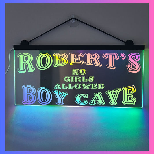Phoenix Lights Personalised L.E.D Mirror Boy Cave