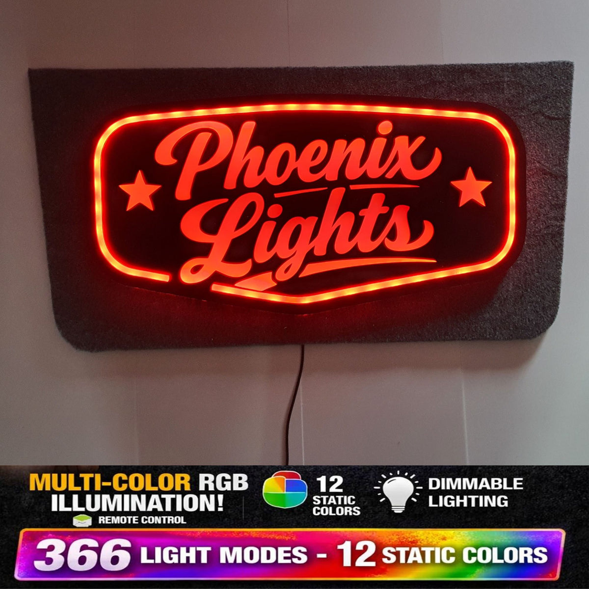 CUSTOM ( TEXT ONLY ) 5v Led Bulkhead Mirrored Sign RGB With Remote
