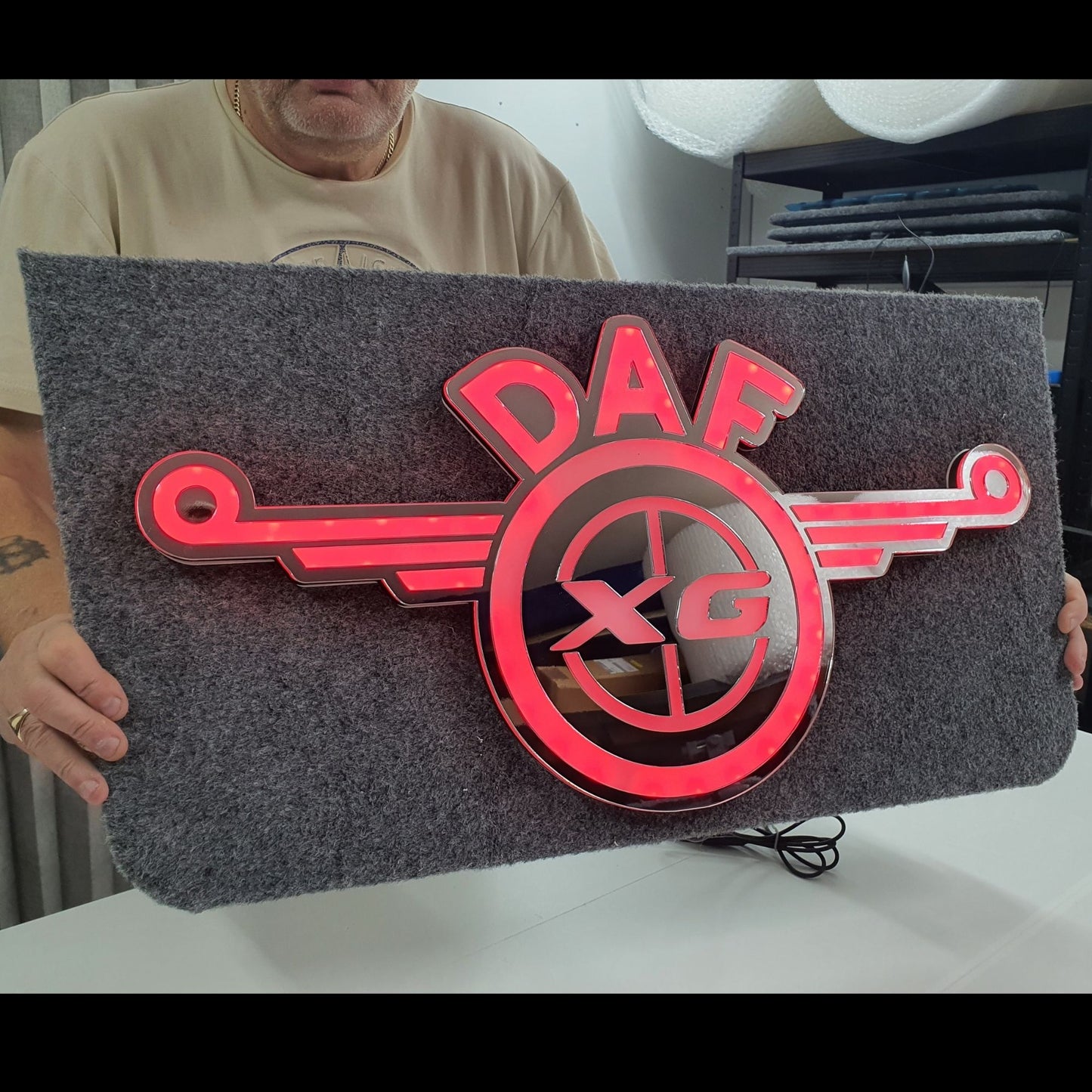 DAF XG 5v Led Bulkhead Mirrored Sign RGB With Remote