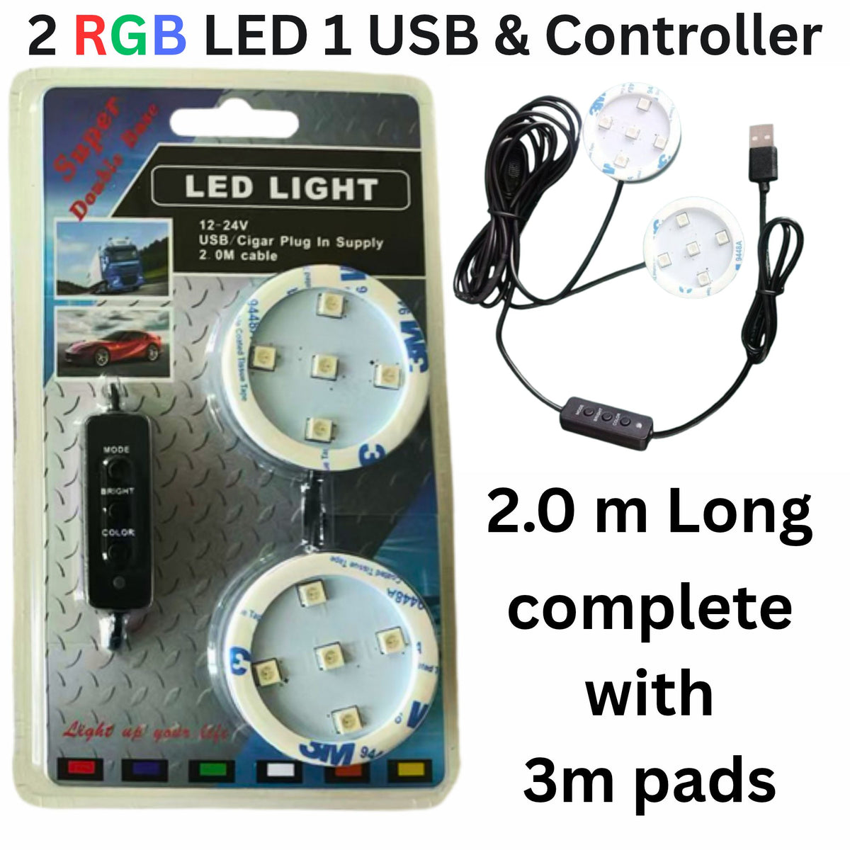 Gracemate Poppy 2x LED Light Base Rgb with USB Fitting