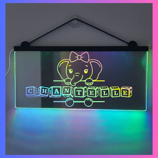Phoenix Lights Personalised L.E.D Mirror Light Elephant with bow
