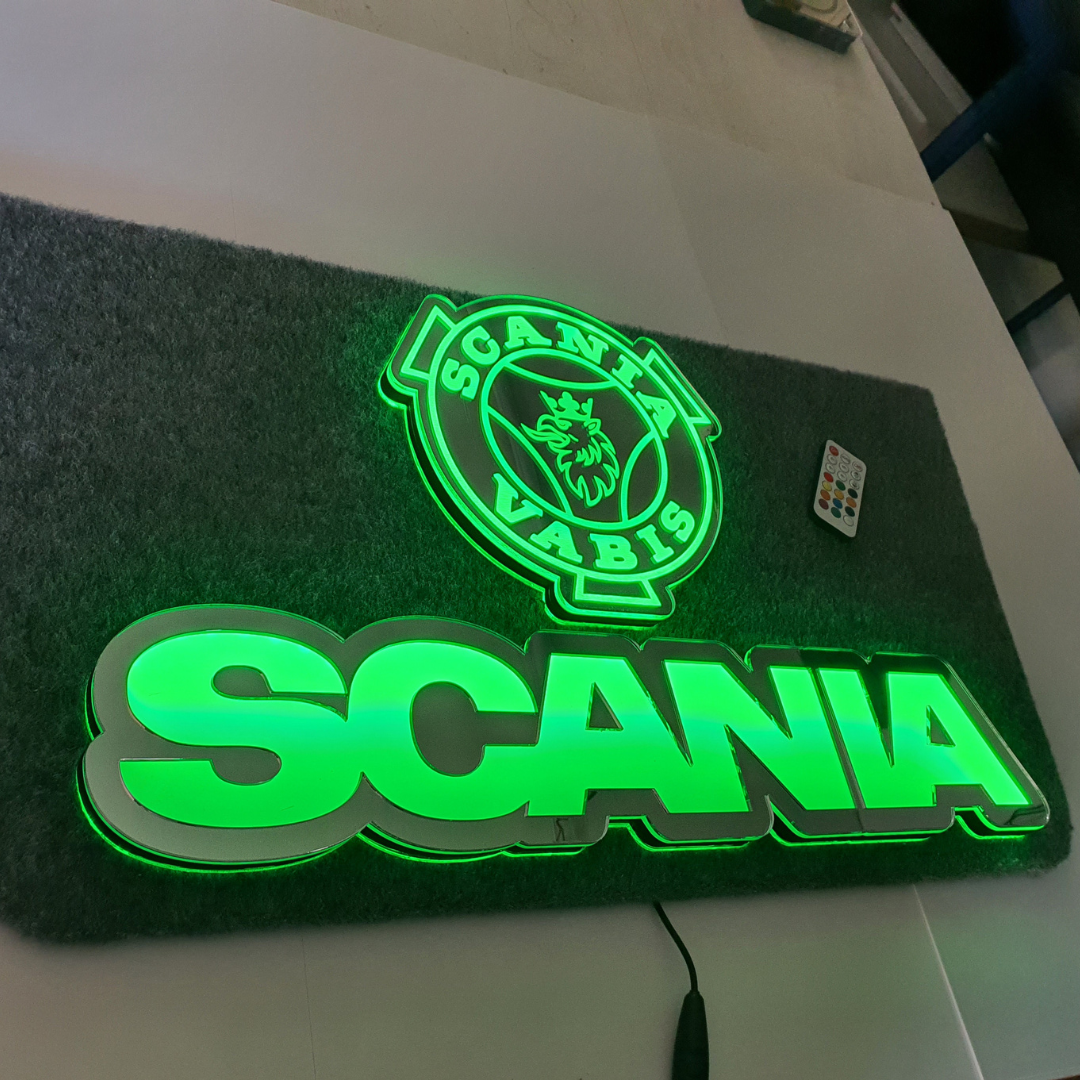 Scania 5v Led Bulkhead Mirrored Sign RGB With Remote