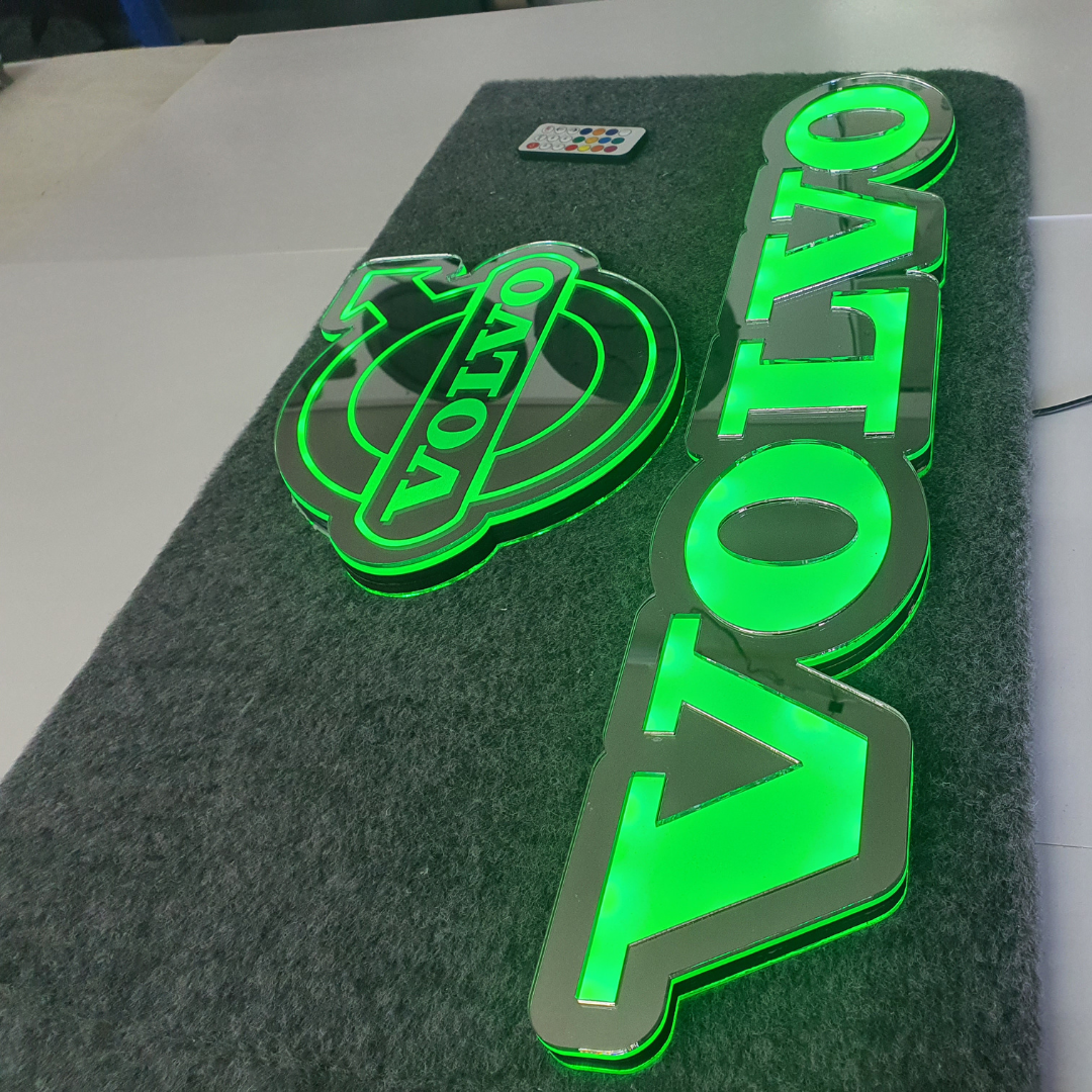 Volvo 5v Led Bulkhead Mirrored Sign RGB With Remote