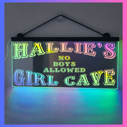 Phoenix Lights Personalised L.E.D Mirror Girl Cave