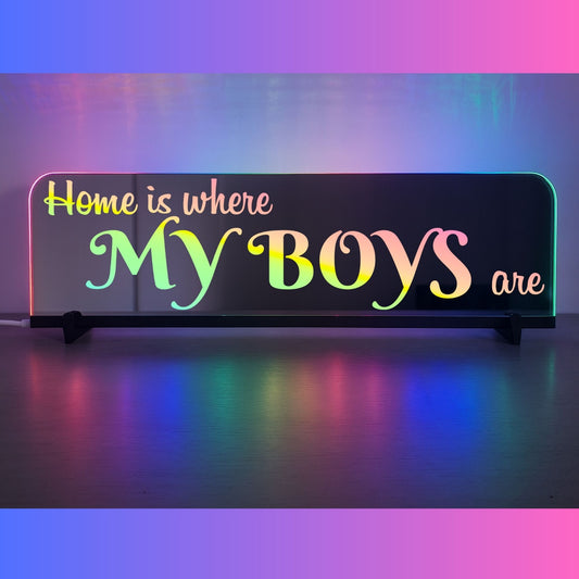 Phoenix Lights Personalised L.E.D Mirror Home is where my boys are