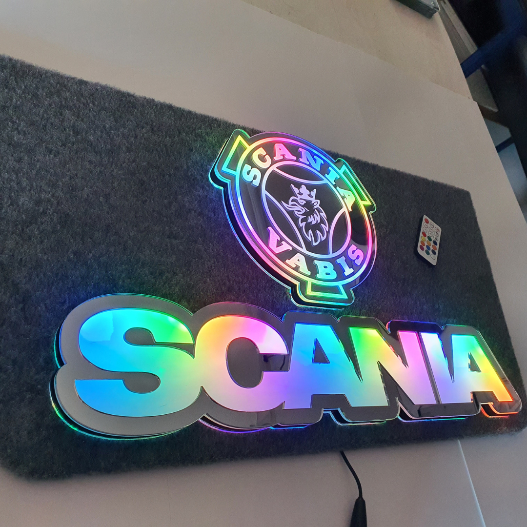 Scania 5v Led Bulkhead Mirrored Sign RGB With Remote