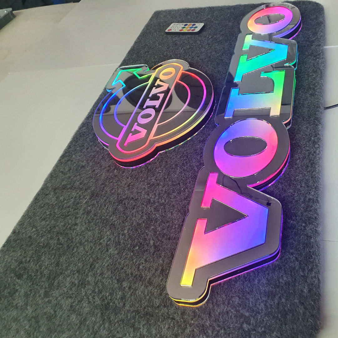 Volvo 5v Led Bulkhead Mirrored Sign RGB With Remote