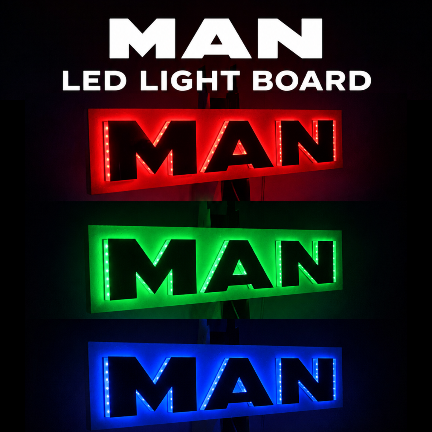 Actros Acrylic Finish Truck Bulkhead LED Light Back Board Various Designs Available
