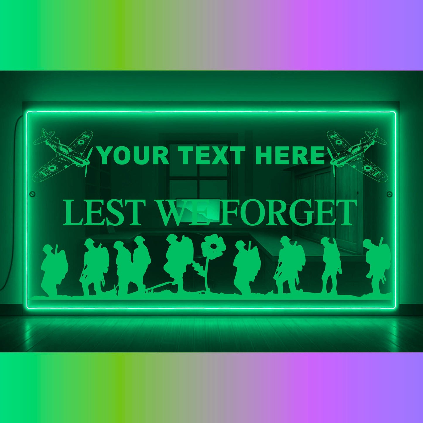 Phoenix Lights Truck LED Mirror Light lest we forget Any TEXT