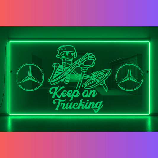 Phoenix Lights Truck LED Mirror Skeleton Keep on trucking any logo