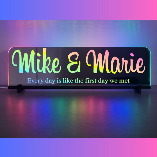 Phoenix Lights Personalised L.E.D Mirror The day we met
