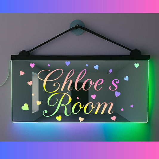 Phoenix Lights Personalised L.E.D Mirror Light name with hearts