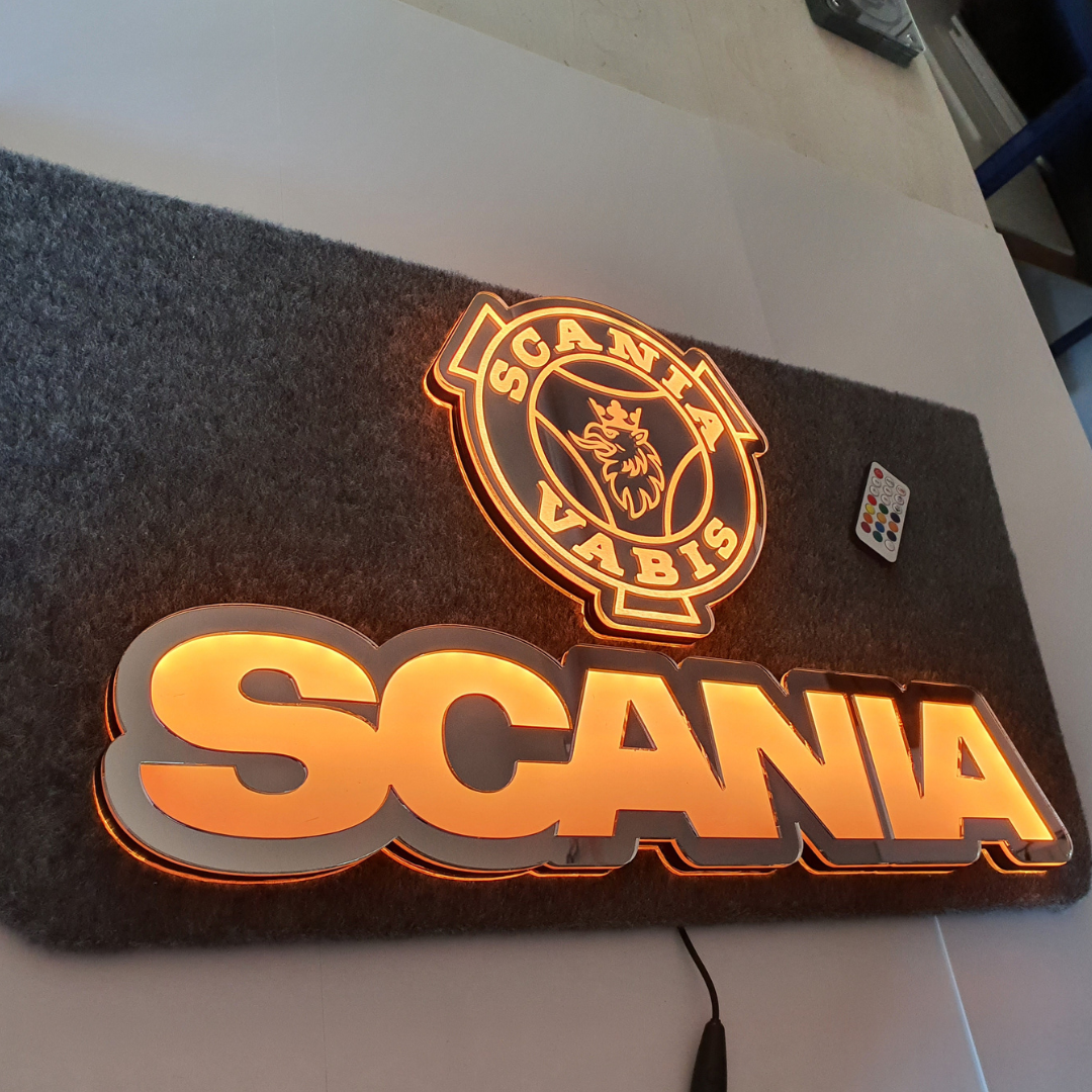 Scania 5v Led Bulkhead Mirrored Sign RGB With Remote