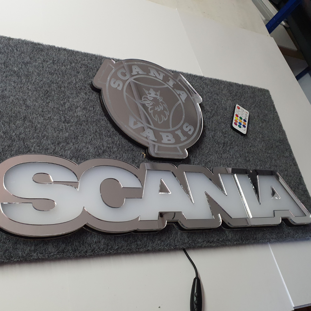 Scania 5v Led Bulkhead Mirrored Sign RGB With Remote