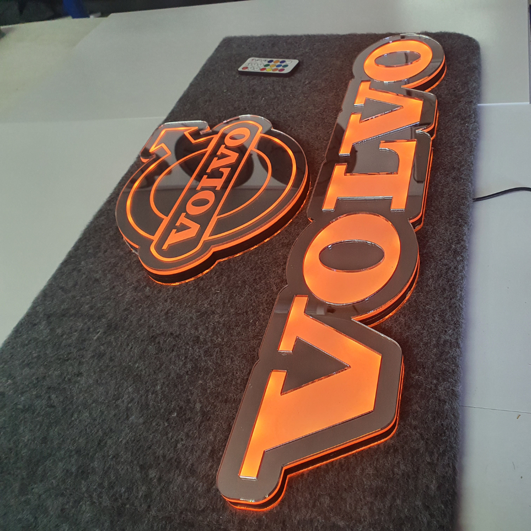 Volvo 5v Led Bulkhead Mirrored Sign RGB With Remote