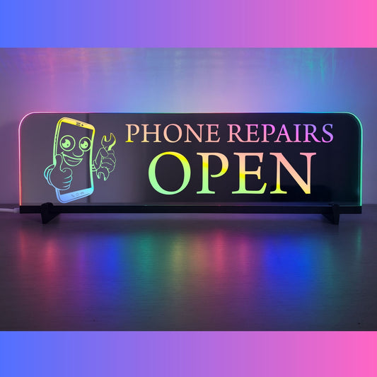 Phoenix Lights Personalised L.E.D Mirror Phone repairs open
