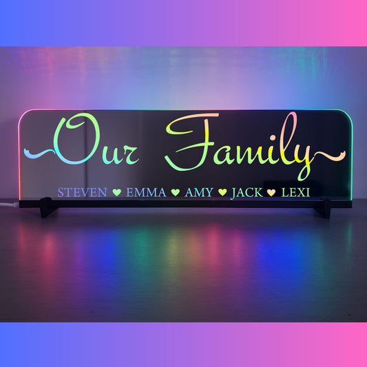 Phoenix Lights Personalised L.E.D Mirror Our family
