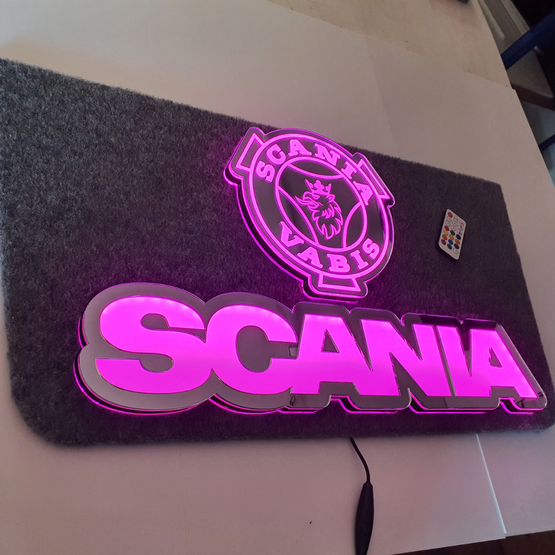 Scania 5v Led Bulkhead Mirrored Sign RGB With Remote