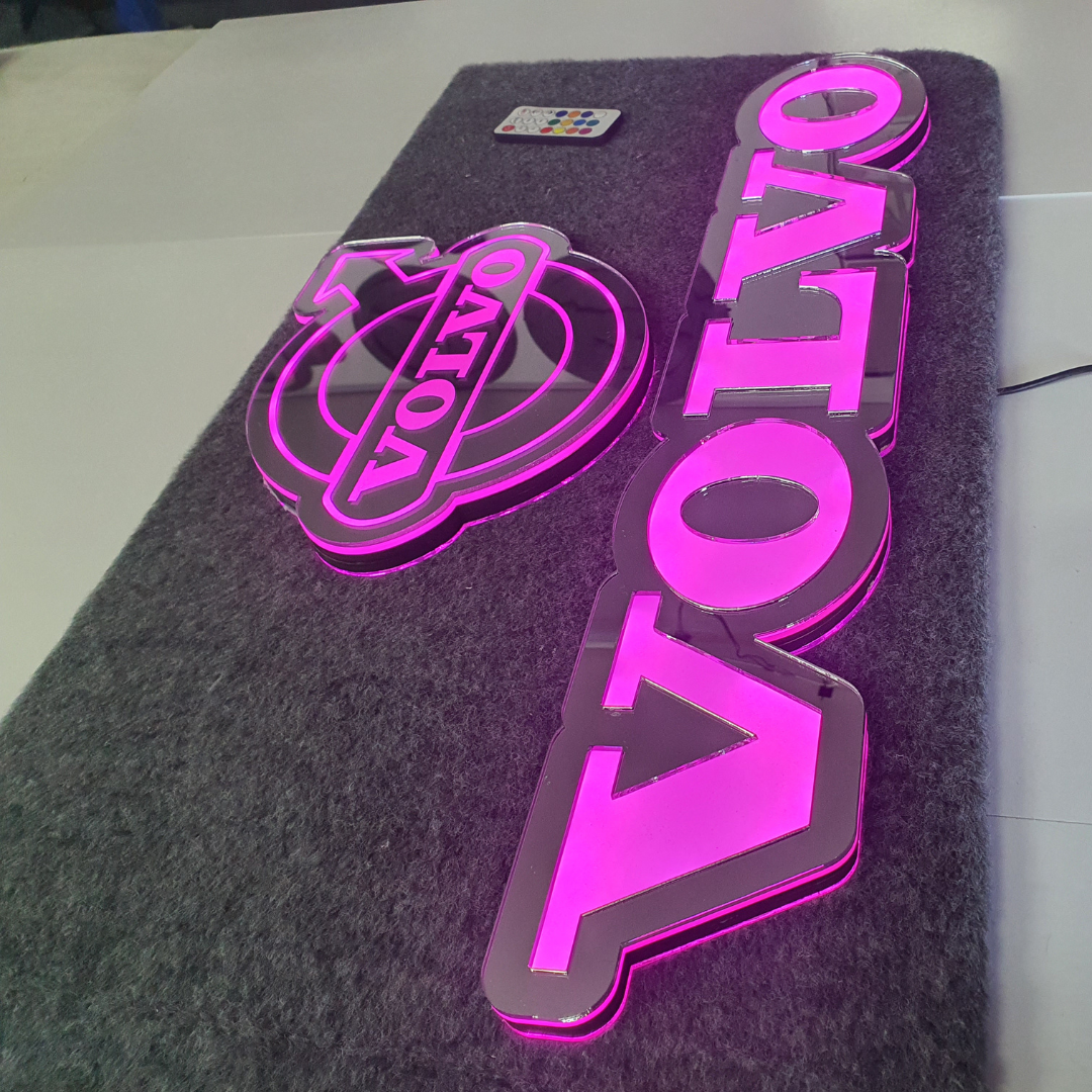 Volvo 5v Led Bulkhead Mirrored Sign RGB With Remote
