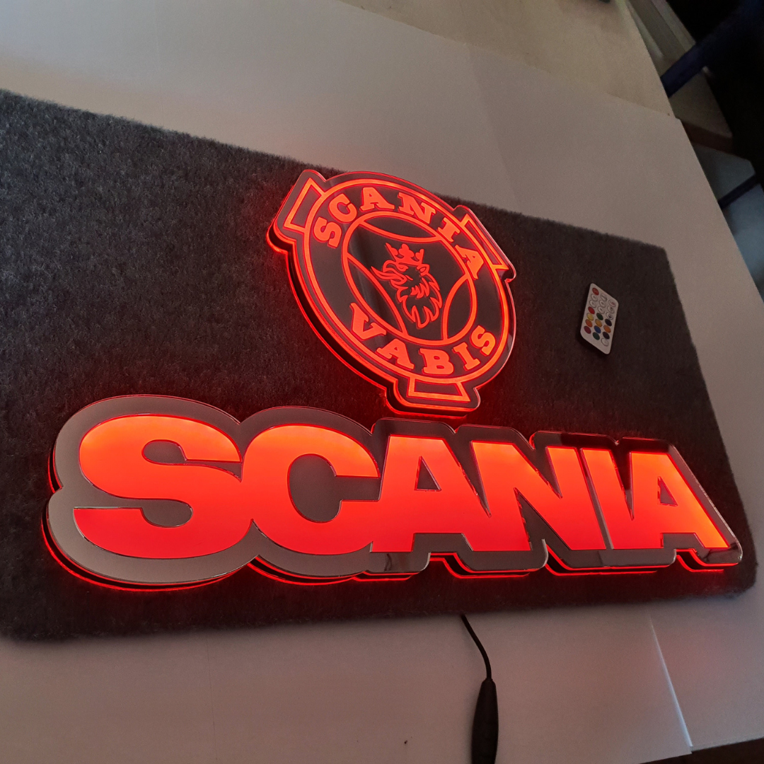 Scania 5v Led Bulkhead Mirrored Sign RGB With Remote