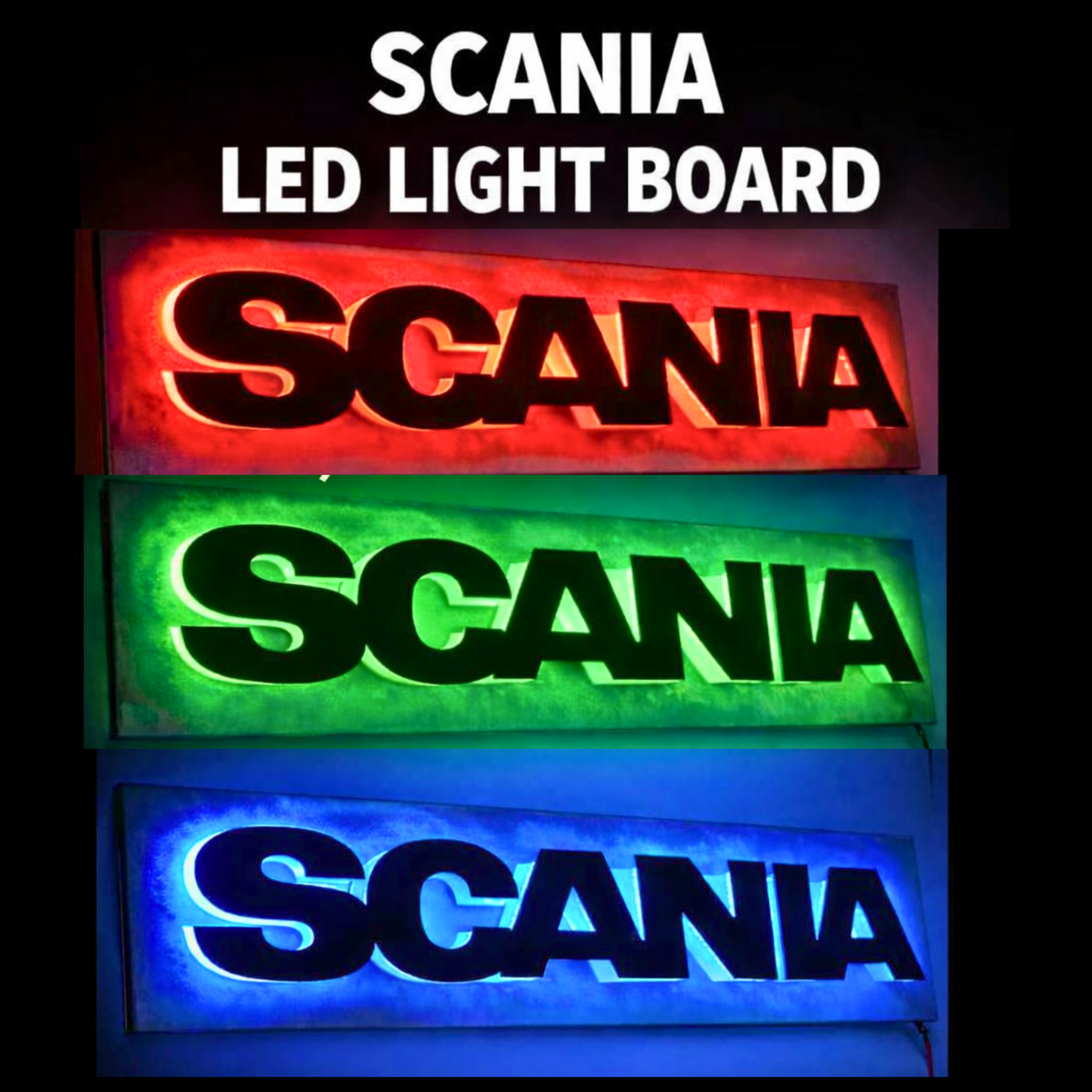 Actros Acrylic Finish Truck Bulkhead LED Light Back Board Various Designs Available