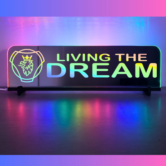 Phoenix Lights Truck Window LED Mirror Light Scania Badge Living the dream