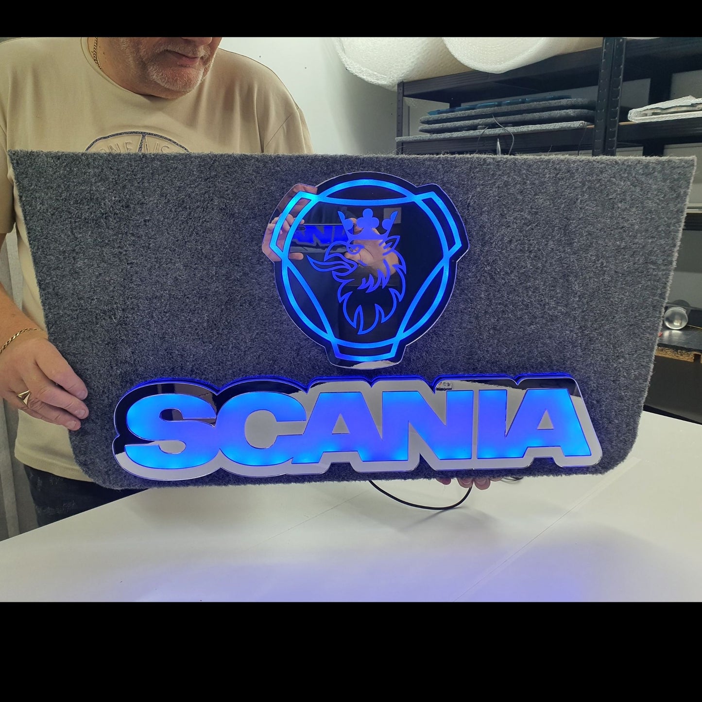 SCANIA 5v Led Bulkhead Mirrored Sign RGB With Remote