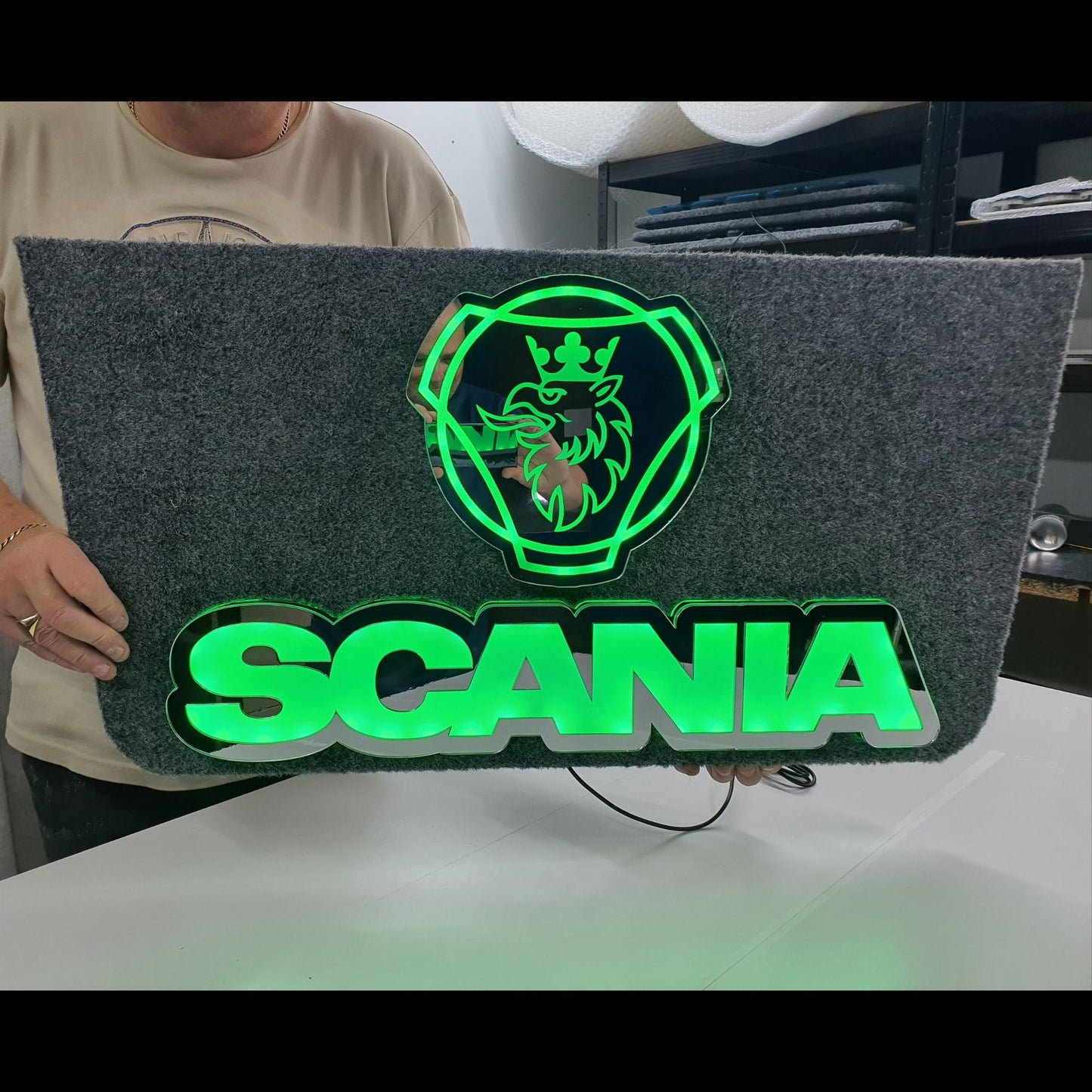 SCANIA 5v Led Bulkhead Mirrored Sign RGB With Remote