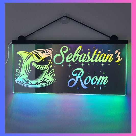 Phoenix Lights Personalised L.E.D Mirror Shark