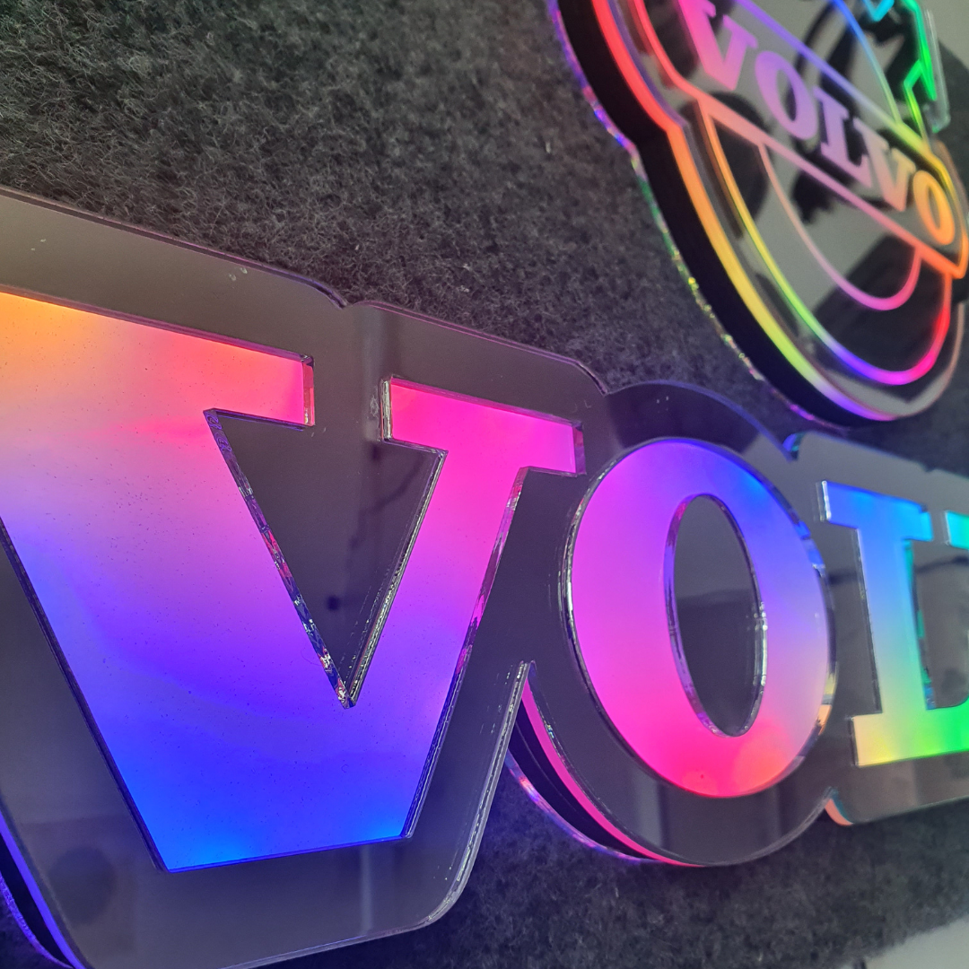 Volvo 5v Led Bulkhead Mirrored Sign RGB With Remote