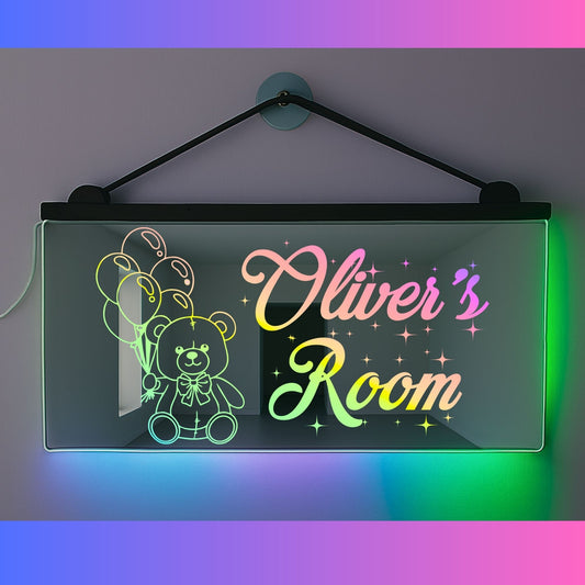 Phoenix Lights Personalised L.E.D Mirror Light Teddy With Balloons