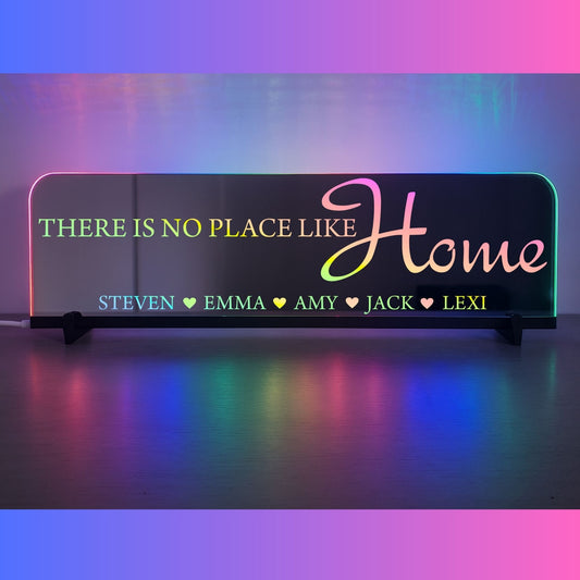 Phoenix Lights Personalised L.E.D Mirror Theres no place like home
