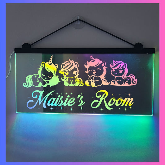 Phoenix Lights Personalised L.E.D Mirror Light Unicorns