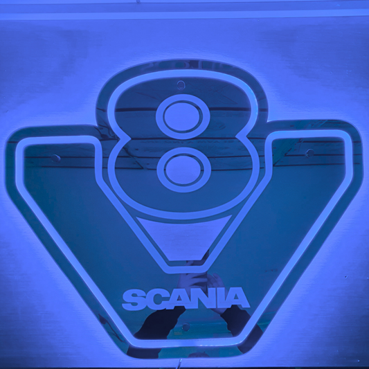 V8 Truck Bulkhead Mirrored LED Light Back Board Blue
